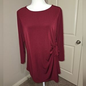 Liz Claiborne Womens Round Neck 3/4 Sleeve Blouse Size XL in Burgundy Passion